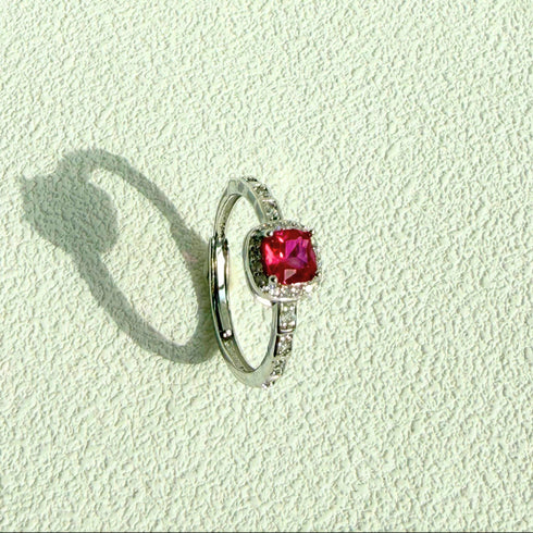 Pink Zirconia Silver Ring - Elegant & Romantic